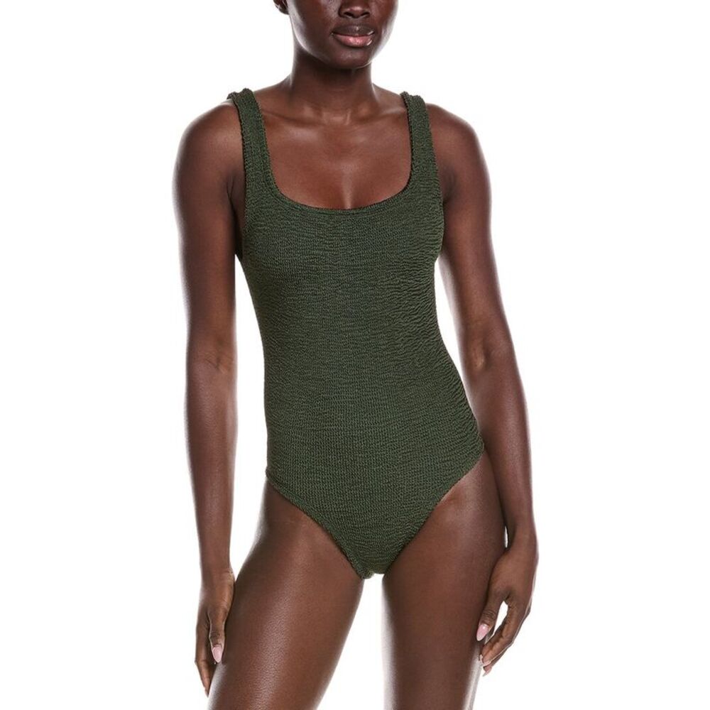 Hunza G. Womens Hunza G Coverage Square Neck One-Piece, Brown